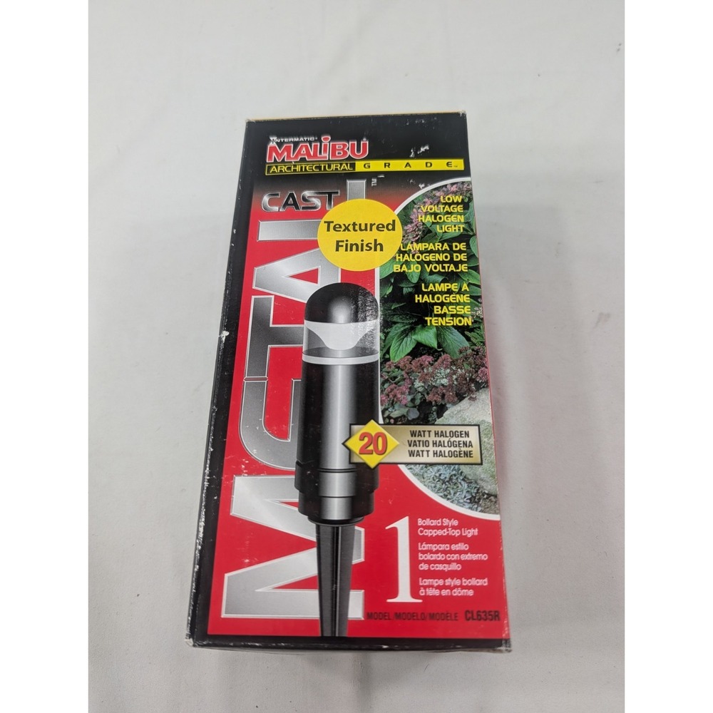 Malibu CL635R Low Voltage Landscape Black Bollard Light Cast Metal New Open Box